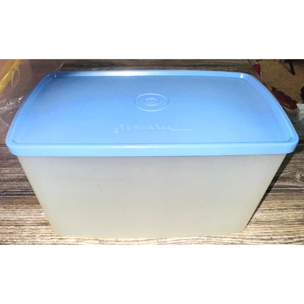 Tupperware 11.5 Cup Pak N Stor Rectangle Freezer Container Blue Freeze It